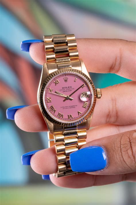 rolex datejust 28 pink dial|Rolex pink face with diamonds.